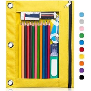 Binder Pencil Case with Smooth Zipper, Clear Window Pencil Case for Binder, Big