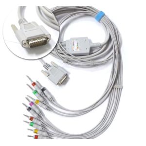 Round Wire Ecg Electrode Cable One Piece 3 Lead Patient Cable With Leads