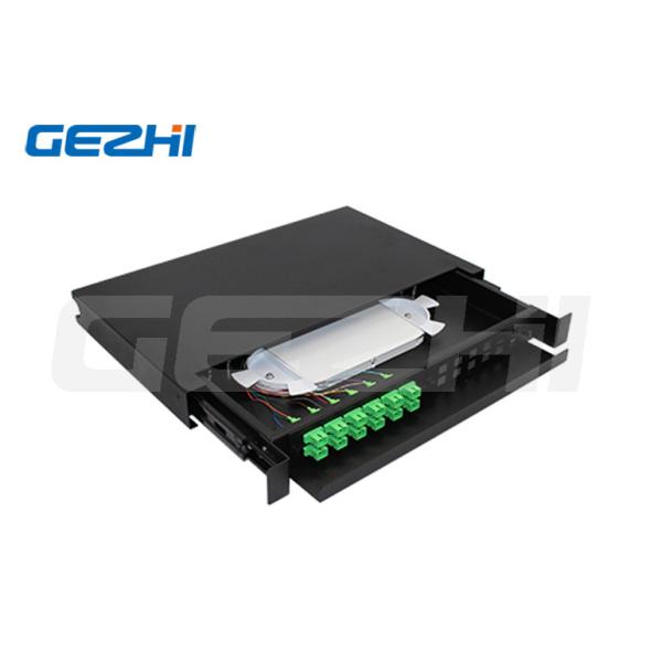 Quality LCUPC SCUPC 1U ODF Optical Distribution Frame Slide Withdrawable 24 Cores Fiber Optic Box for sale