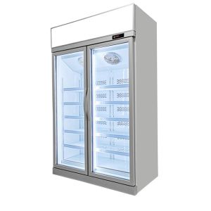 Convenience Store Two Door Refrigerated Storage Display Freezer Fridge