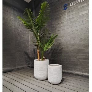 Φ300*H400 Fiber Clay Planter Keep 5-6 Years Outdoor Life Texture Surface Weather