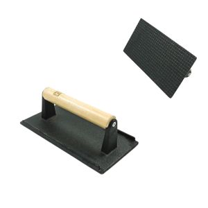 21X11X1.2cm Rectangular Cast Iron Steak Press With Wooden Handle