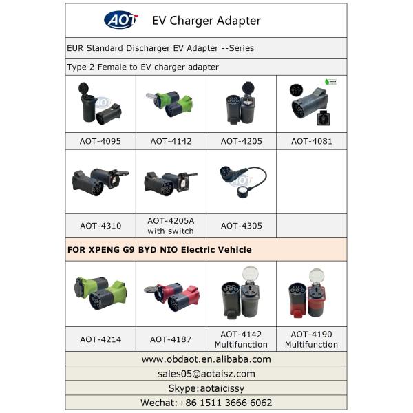High temperature resistant PC V2L EV Charger Adapter Type2 V2L Discharge For XPENG BYD NIO Car