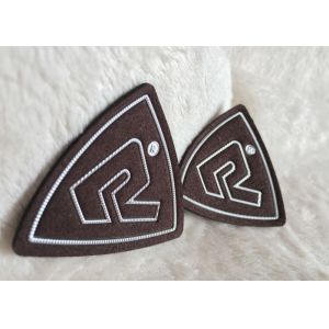 Customized Brown Suede Embossed Leather Patches , Shiny Siliver High Density Tpu