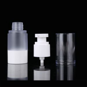 Frosted Round Refillable Airless Cosmetic Bottle White Matte 15ml 30ml 50ml For