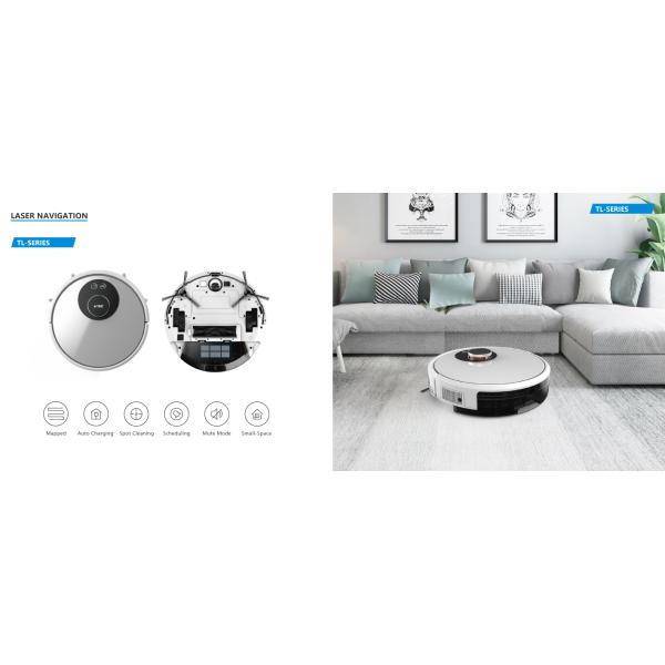 Low Noise 58DB Robotic Vacuum Cleaner 1800Pa Strong Suction For Pet Hair Carpet