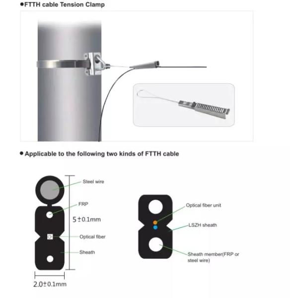 FTTH Flat Drop Cable Accessories Anchor Clamps Fiber Optic Cable Fittings