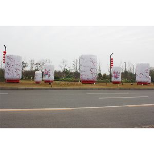 Large Red Fabric House Festival Fabric Lantern For New Year / Christmas /