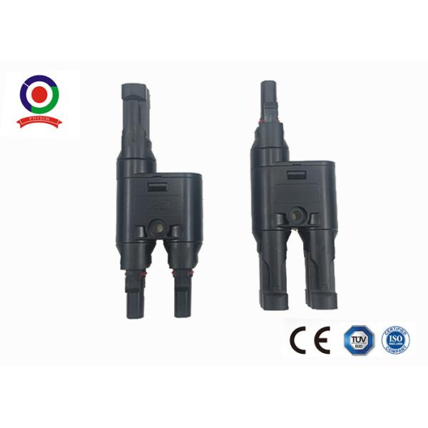 Black Solar Branch Connector Y PPO Insulationg Material Excellent Moisture