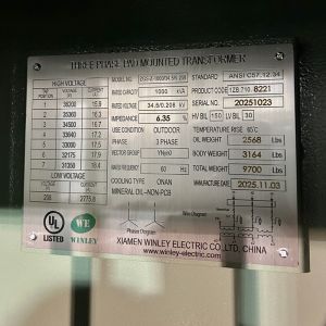 Pad Mounted Transformer 3 Phase 1000Kva 34.5Kv to 208V Radial Feed Ceramic