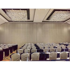 Meeting Room Wooden Acoustic Partition Wall Sliding Ceiling Panels Customized