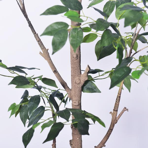 Haihong Manufacturer silk leaves 6 ft artificial ficus tree and Natural Trunk, Faux Ficus Tree with Plastic Pot, Fake Ficus Tree for Office Home