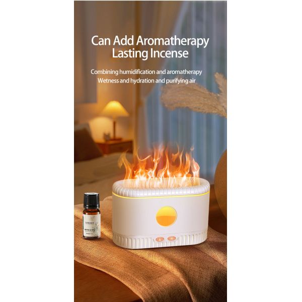 USB Portable Waterless Aromatherapy Diffuser Machine 200mL With LED Flame Light