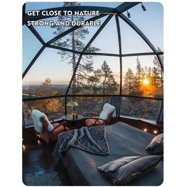 Outdoor Camping Hotel Tent with Aluminum Structure and Transparent Spherical Design