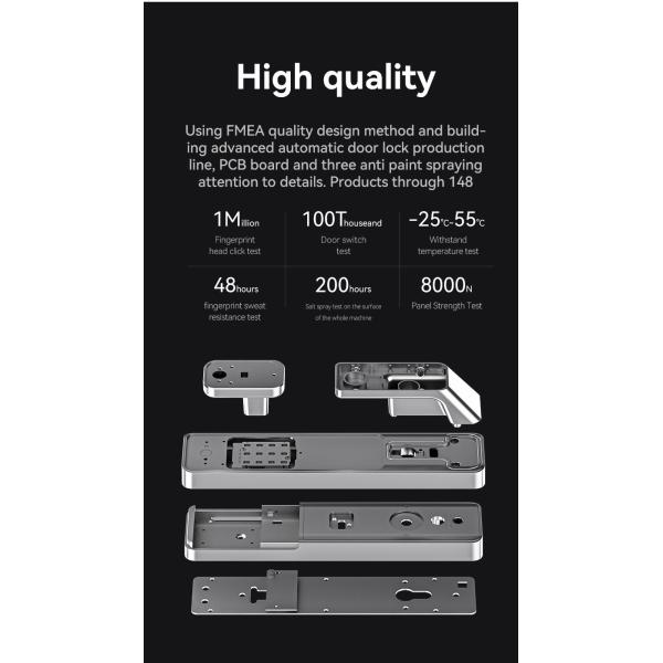 Antitheft Alarm Tuya Smart Door Lock With Camera Password RFID Card Multifunction Unlock