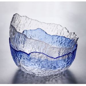 Hammered Pattern Irregular Shape Crystal Salad Serving Bowl