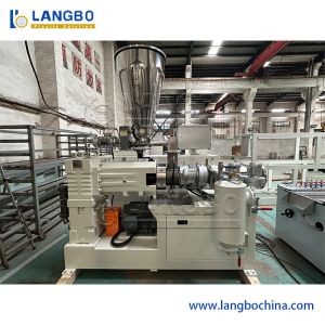 China PVC Profile Extrusion Line with 55/110 Conical Twin Screw Extruder for 1180mm Cable Trunking and 22KW Motor Power on sale