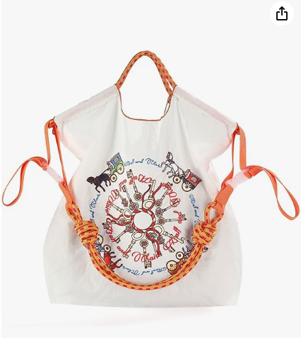 Wholesale Ball&amp;Chain carriage pattern embroidered nylon handbag for women, travel shoulder bag with top handle, suitable for work and travel from china suppliers