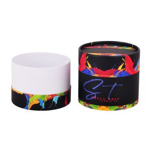 Black Circular Cardboard Paper Tube CMYK Printing Recyclable For Tea Packaging
