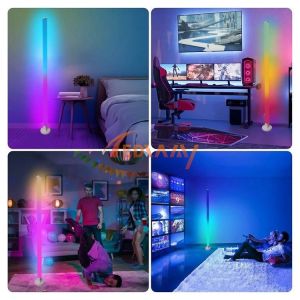Metal Glass Shade Ambient Floor Light 150cm Colorful Remote Control Floor Lamp
