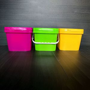 Customizable Printing Square Plastic Bucket With Lid And Handle Durability