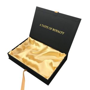 Wholesale Personalized Magnetic Closure Gift Box Black Color With Custom Gold Stamping from china suppliers