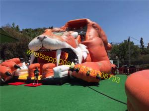 China giant tiger bouncy castle slide on sale