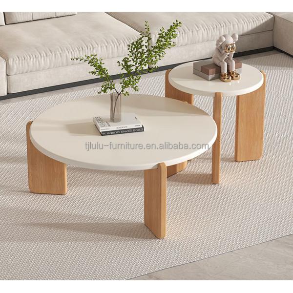 OEM Service Accepted Customize Modern Solid Wood Table Round Sets End Coffee Table Living Room Furniture Wooden Side Table