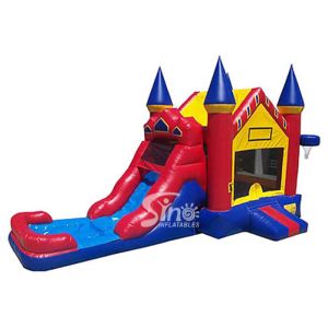 Outdoor ancient castle inflatable water bounce house with pool for kids summer