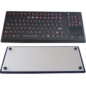 Washable desktop illuminated silicone rubber industrial keyboard with touchpad