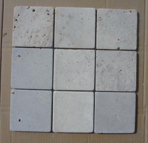 Wholesale Natural Stone Mosaic China White Travertine Mosaic with Tumbled Finish for Wall Decoration from china suppliers