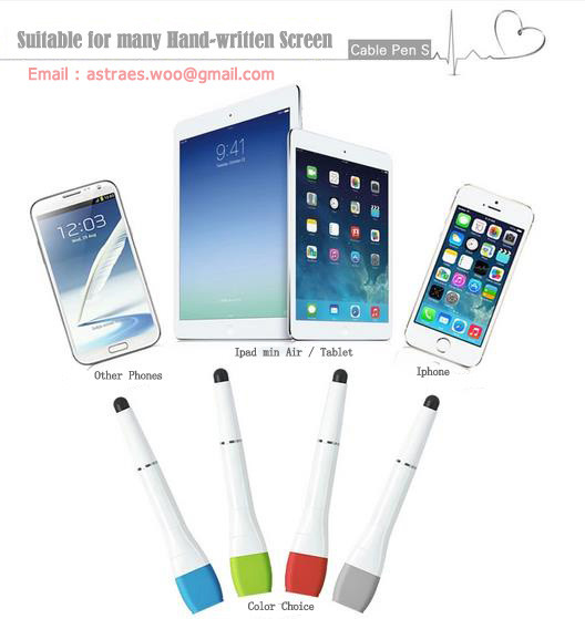 3 in 1 Touch Pen for Ipad/ Iphone /Phone/PC, Cable Pen S, Stylus Pen with Micro
