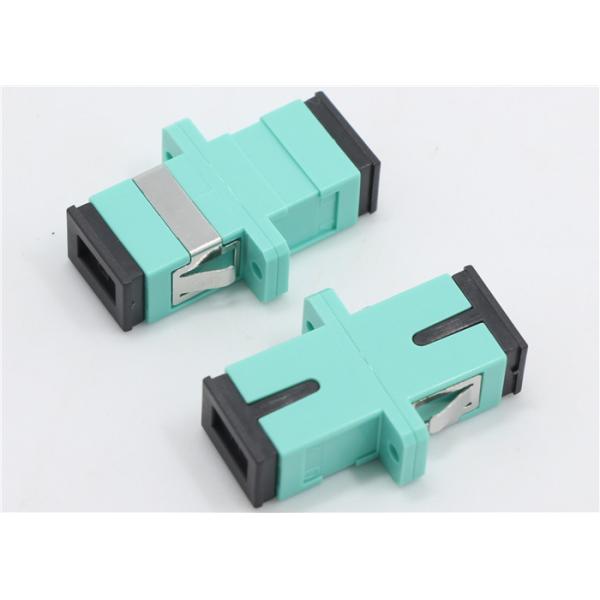 Multimode OM3 SC Simplex 50 / 125μm Fiber Optic Adapter With Full Flange Aqua Plastic Body