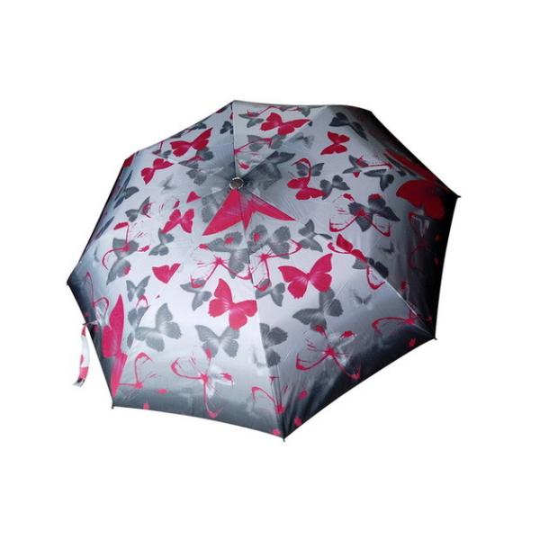 Manual Open Custom Travel Umbrellas Butterfly Flower Print Water Resistant