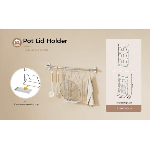 Kitchen Pot Lid Holder Wall-mounted Type Installation Sustainable Multifunctional Kitchen Organizer Set