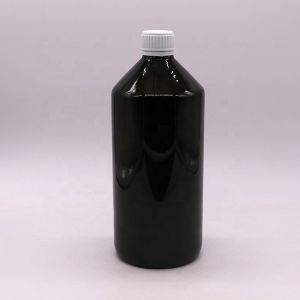 China Dark Brown Translucent PET 1000ml Liquid Medicine Bottle with 28mm Tamper Proof Cap on sale