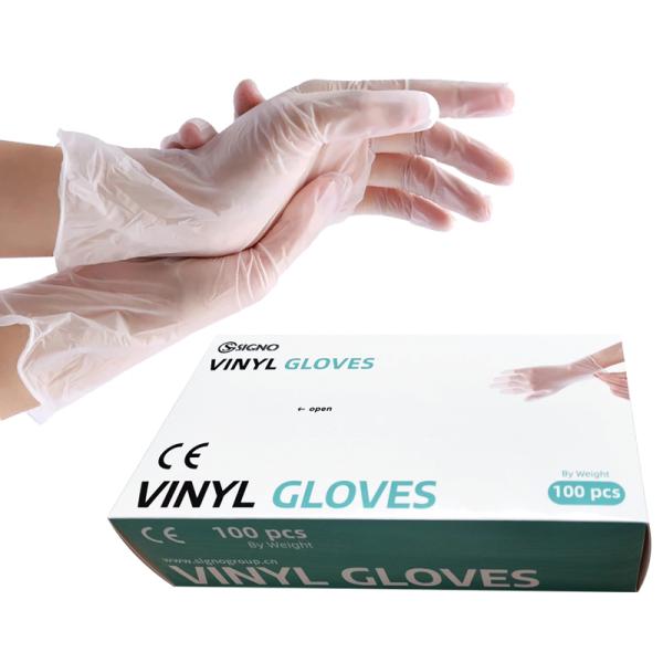 Transparent Disposable Vinyl Gloves Labor Protection Anti Acid PVC Elastic Gloves