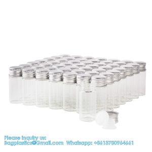 100 Sets Small Glass Bottles With Aluminum Cap Screw Top Lids 5 Milliliter Tiny
