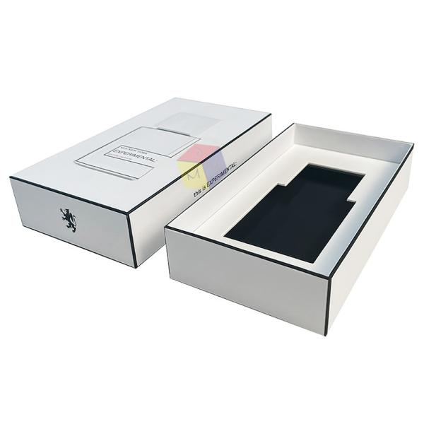 Quality White Custom Embossed Cosmetic Packaging Box Lightweight Cardboard Perfume Box for sale