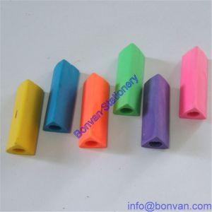Wholesale triangular shape eraser, triangular eraser with hole for pencil from china suppliers