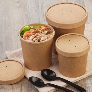 8 Oz Food Takeaway Containers Kraft Paper Soup Bowl Fruit Pizza Soup Safety