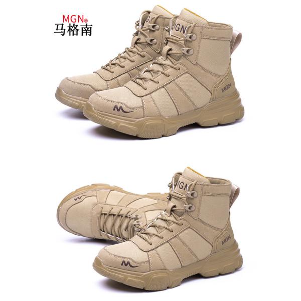 Microfiber Men'S Most Comfortable Security Boots Steel Toe Kevlar Mid Sole Anti-Smashing Rubber Work Boots