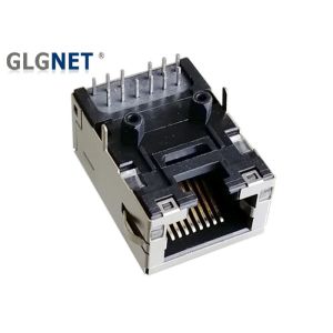 High Speed Rj45 Through Hole Connector Single Port Side Entry With Light Pipe