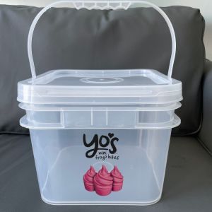 Customizable 2 Gallon Bucket Food Grade 8L Clear Square Plastic Pail with Lid