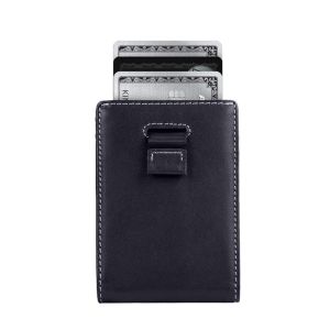 GENUINE LEATHER RFID Blocking Slim Front Pocket Mens Wallet Money Clip With ID