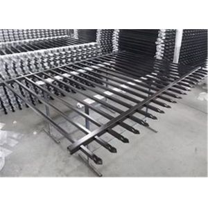 Wholesale Square picket Flat Top Garrison Fence Panels 2100mm*2450mm Height 25mm Upright Spacing 100mm Powder Coated Black from china suppliers