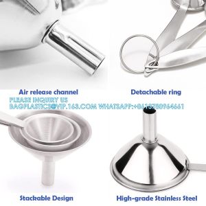 Funnels For Filling Bottles, 3 Pcs Stainless Steel Kitchen Funnel Set With Long