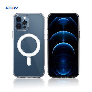 Anti-Yellowing Compatible Magsafe Phone Case Transparent Shockproof For iPhone