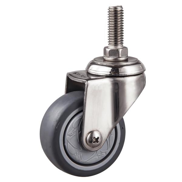 Quality Durable Light Medium Duty Grey Rubber Swivel Plate Mount Castors With Trailing Total Lock Caster for sale