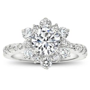 China Snowflake Inspired 9K Silver Ring With Lab Diamond RD6.5MM Size 1.0ct weight on sale
